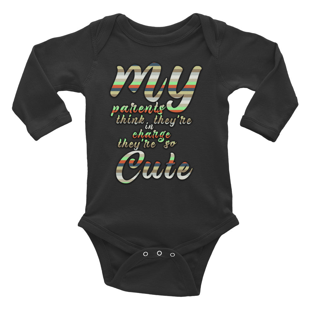 my parents are cute Infant Long Sleeve Bodysuit - mummaster