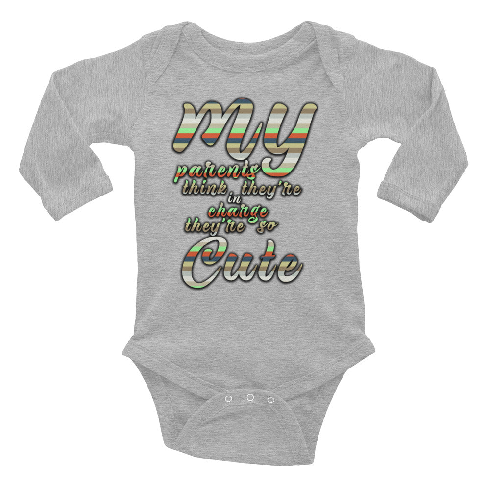 my parents are cute Infant Long Sleeve Bodysuit - mummaster