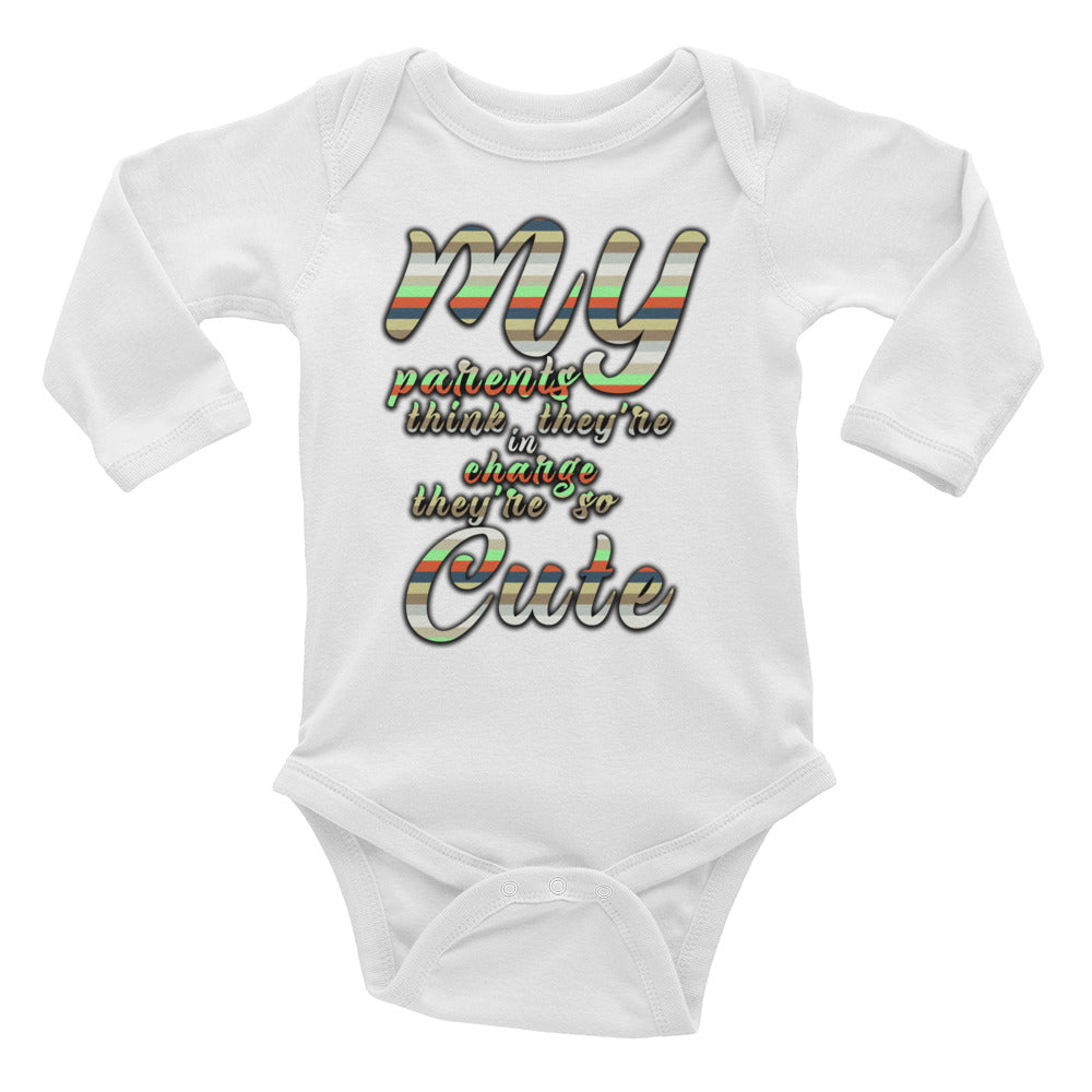 my parents are cute Infant Long Sleeve Bodysuit - mummaster